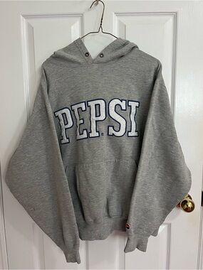 Vintage Pepsi Logo Gray Hoodie Sweatshirt SIZE M